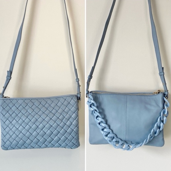 Vince Camuto NEW Adyna Leather Crossbody Purse with Chain Cerulean Blue - Picture 2 of 15